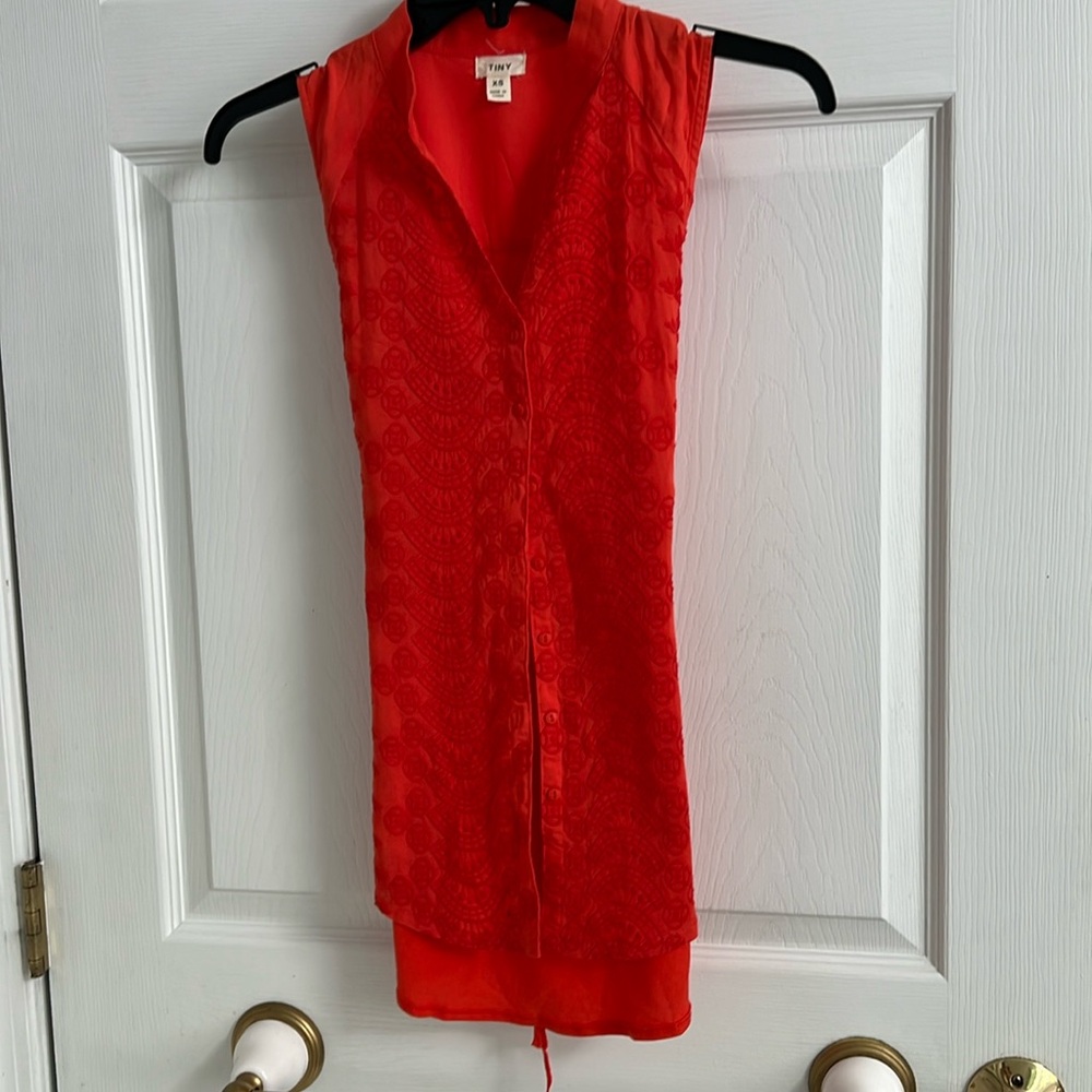 Anthropologie Orange Sleeveless Tunic Top by Tiny
